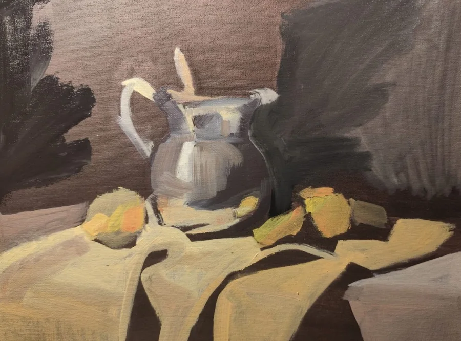 Pintura · Bodegón al óleo, fase 3: Mancha general